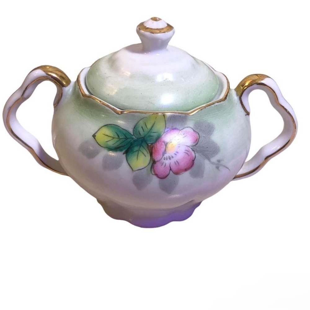 Vintage Floral With Gold Trim Sugar Bowl Maker Mark UCAGCO